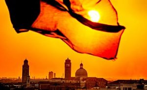 Golden sunrise over Venice Italy