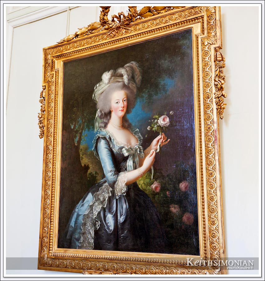 Painting of Marie Antoinette at the Marie Antoinette Estate in Versailles France