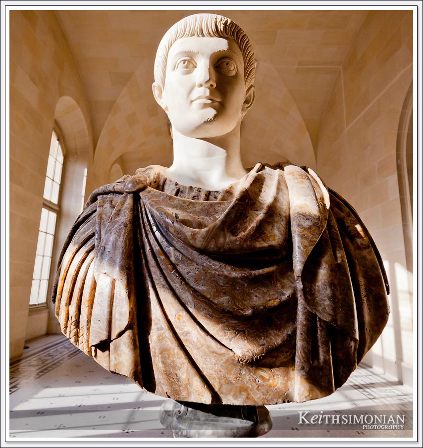 Bust of L'empereur Constant in the Louvre museum - Paris France