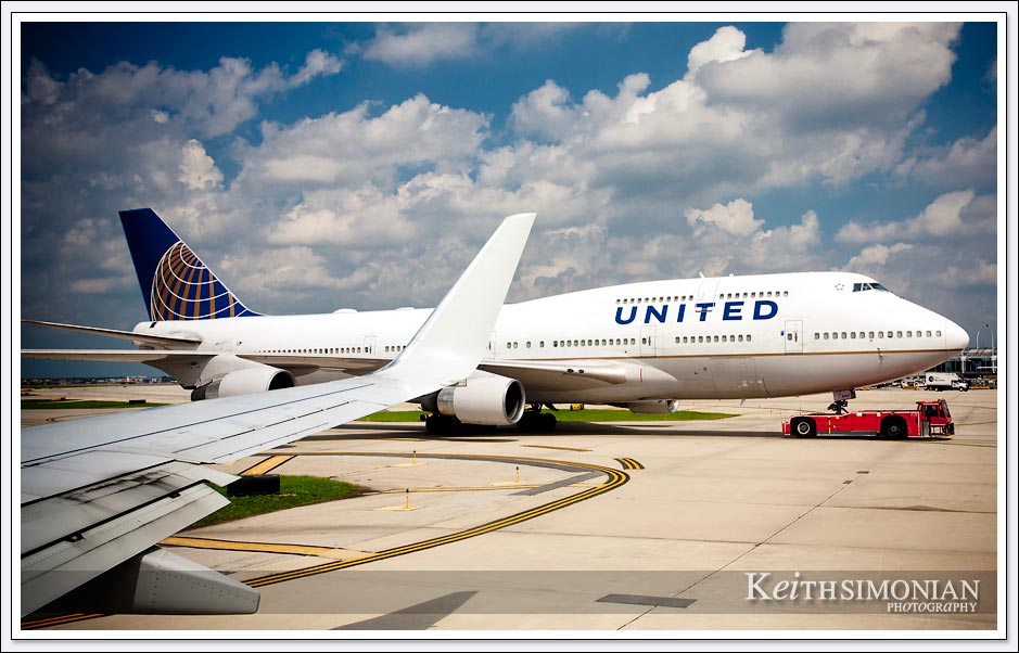 A United 747 on the tarmac at Chicago's O'hare airport
