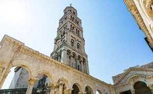The bell tower and Diocletian’s Palace in Split Croatia
