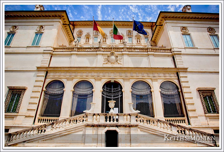 The main entrance of the Borghese gallery Rome, Italy