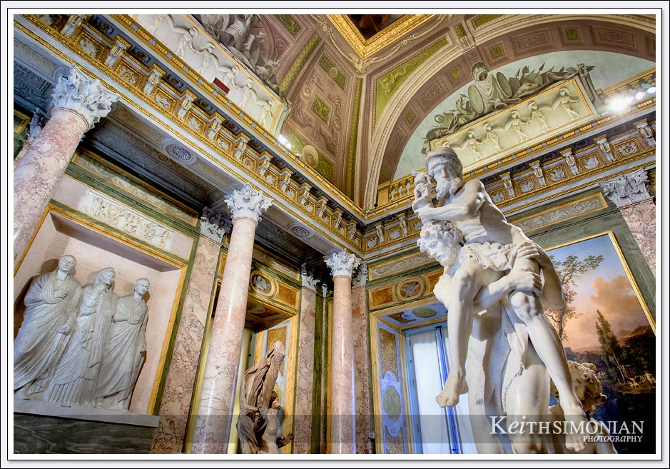 Bernini statue Aeneas, Anchises and Ascanius in the Borghese gallery - Rome Italy