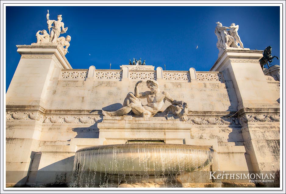 Water fountain at the Victor Emmanuel II Monument in Rome Italy