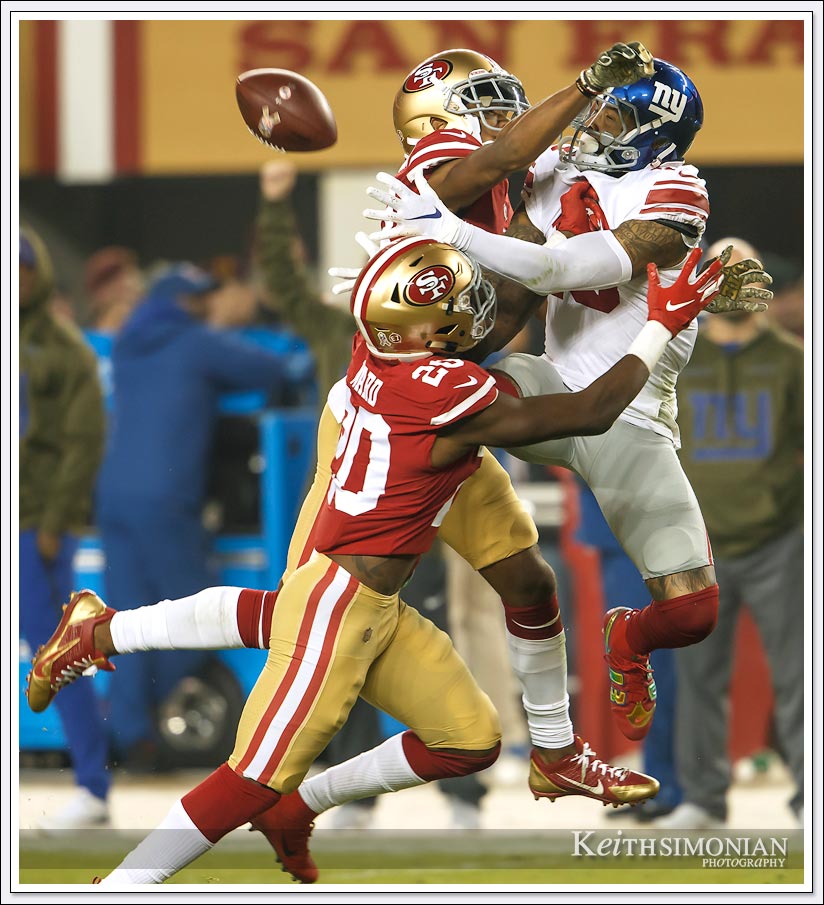 Not even Odell Beckham Jr. can make an amazing catch with two San Francisco 49ers in his face.