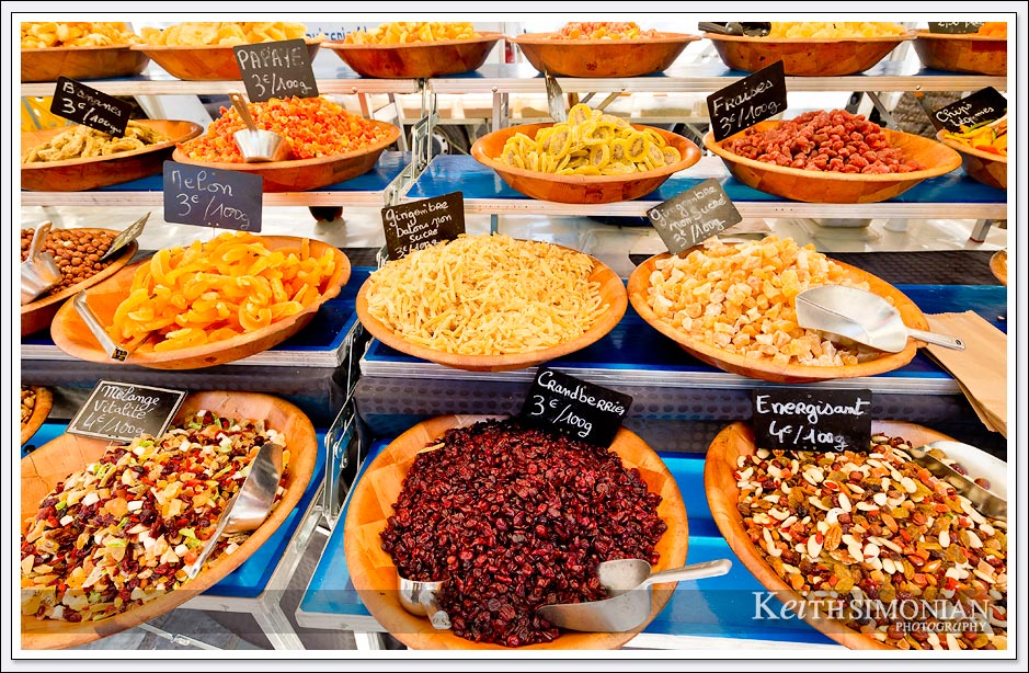 This market in Ajaccio, France offered many different fruits and spices.
