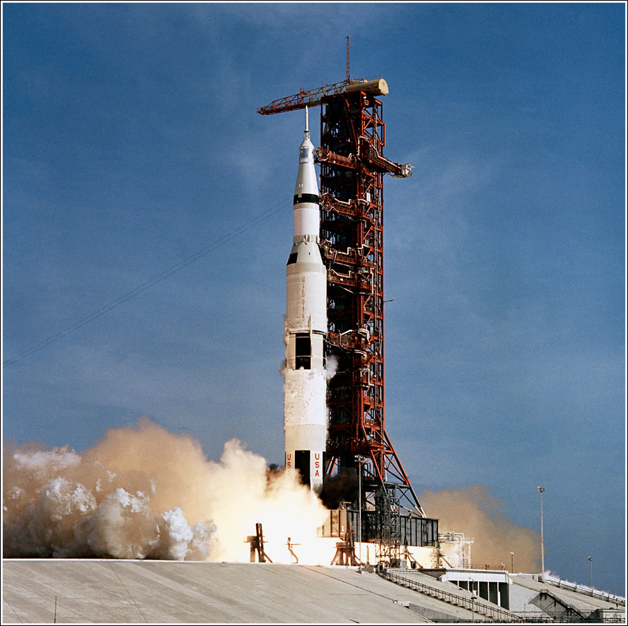 The launch of the Saturn V rocket which will take Apollo 11 to the moon - Photo by NASA