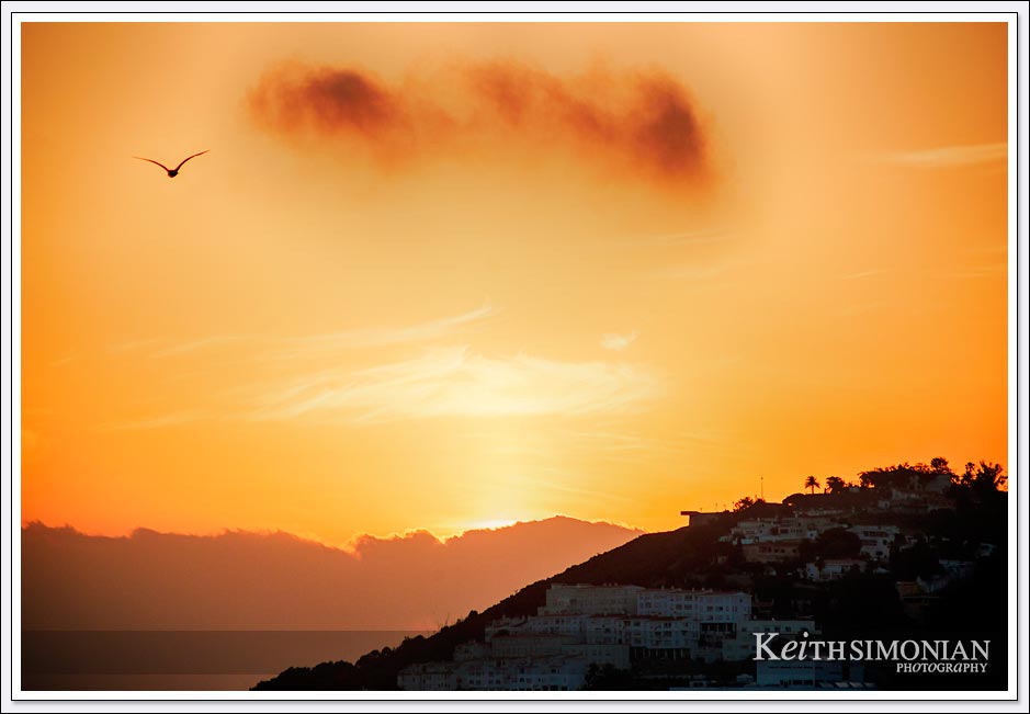 Orange yellow sunrise of Ceuta Spain