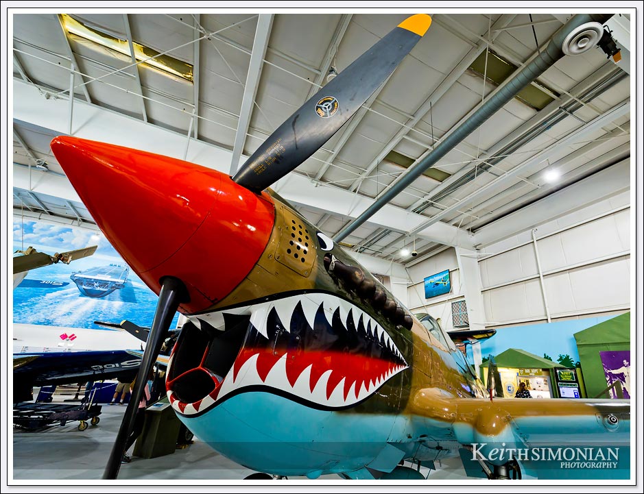 Curtiss P40 Warhawk displayed in Palm Springs Air museum.