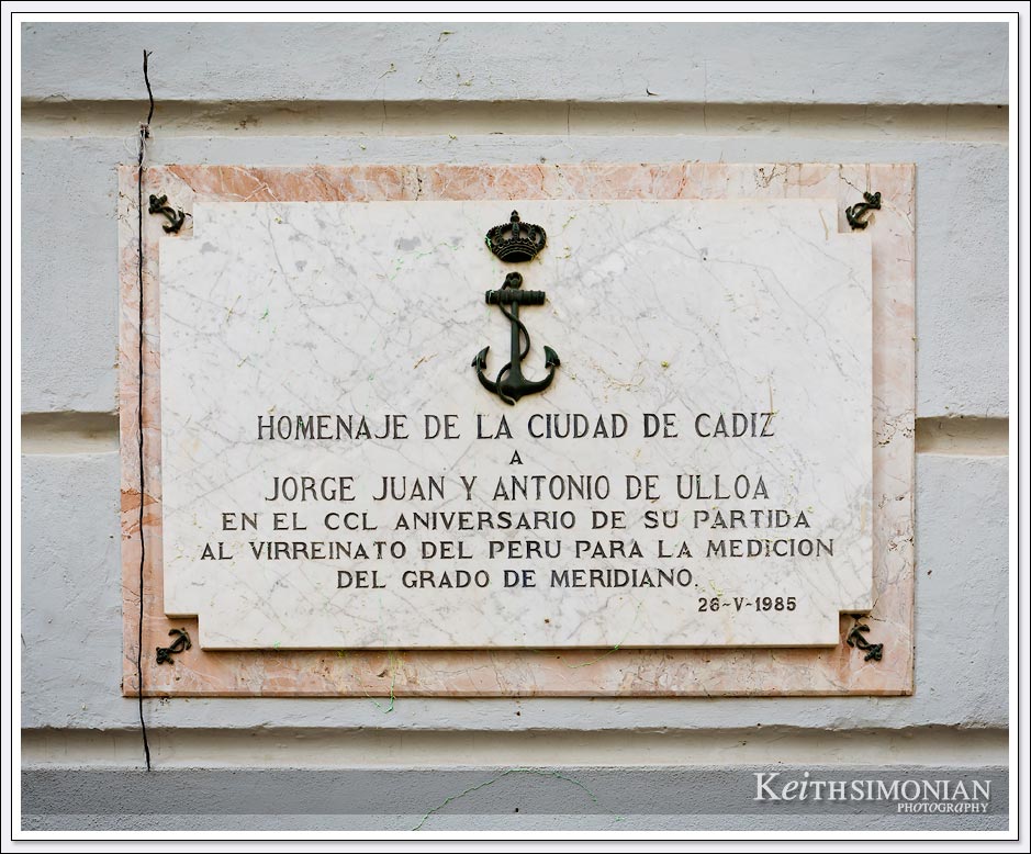 Plaque in the cit of Cadiz Spain.
