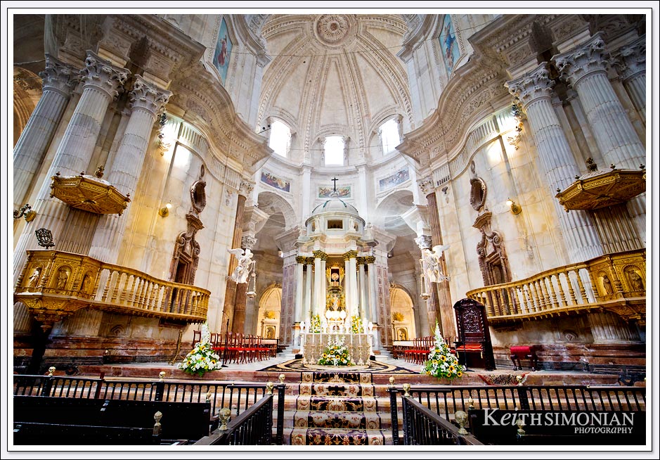The main alter of Cadiz Cathedral in Cadiz Spain