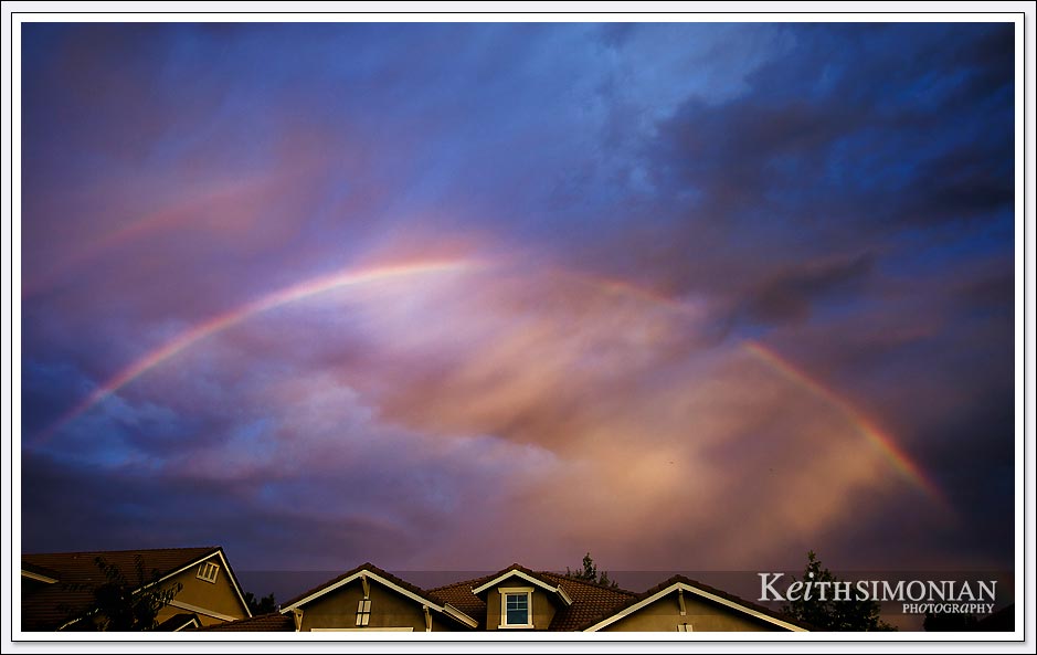 Full rainbow over Brentwood, California after thunderstorms - August 16, 2020.