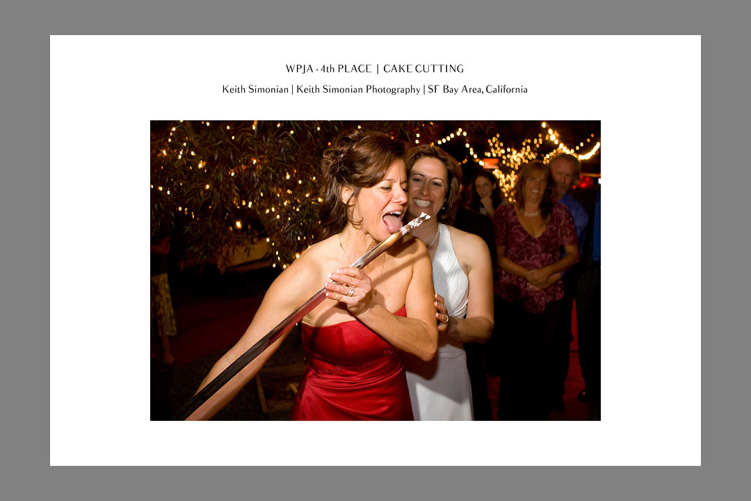 WPJA - Wedding Photojournalist Association Contest - 4th place - Cake Cutting - Keith Simonian Photography