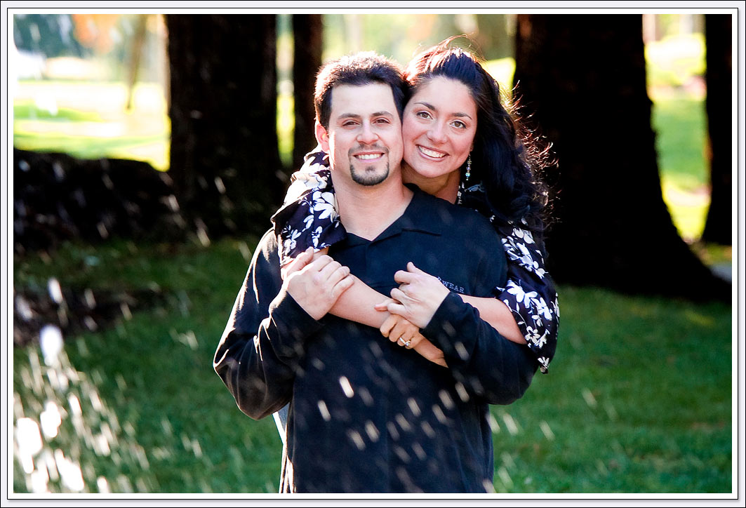 The parks and waterfall of San Ramon make for great engagement photo locations.