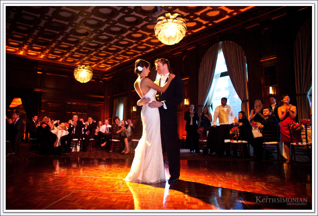 Bride and groom share first dance in Julia Morgan ballroom - San Francisco, CA