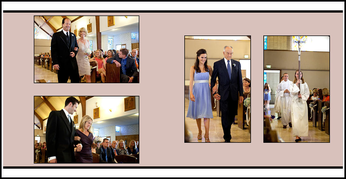 Processional with parents going up the church aisle - Our Lady Queen of Angels Church - Newport Beach, CA
