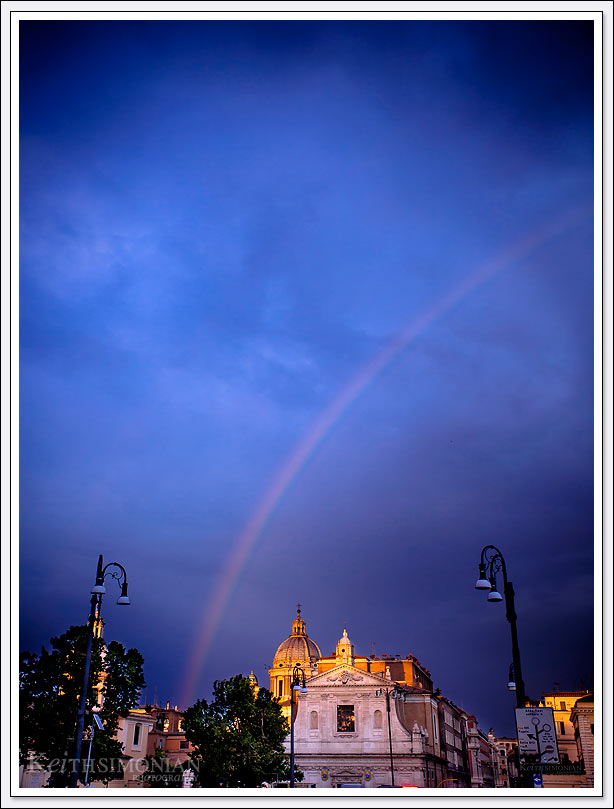 The summer storm caused this rainbow over Rome, Italy