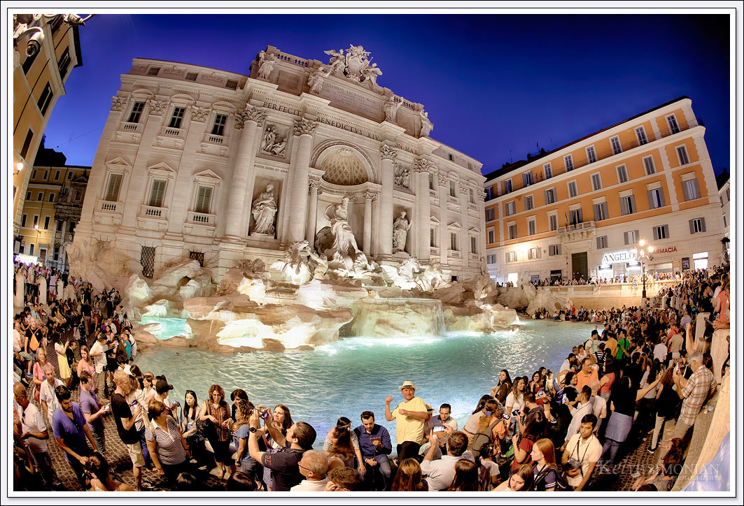 The Trevi Fountain is one of the most famous spots in Rome Italy. As such many visitors view the fountain which leads to much congestion around the fountain.