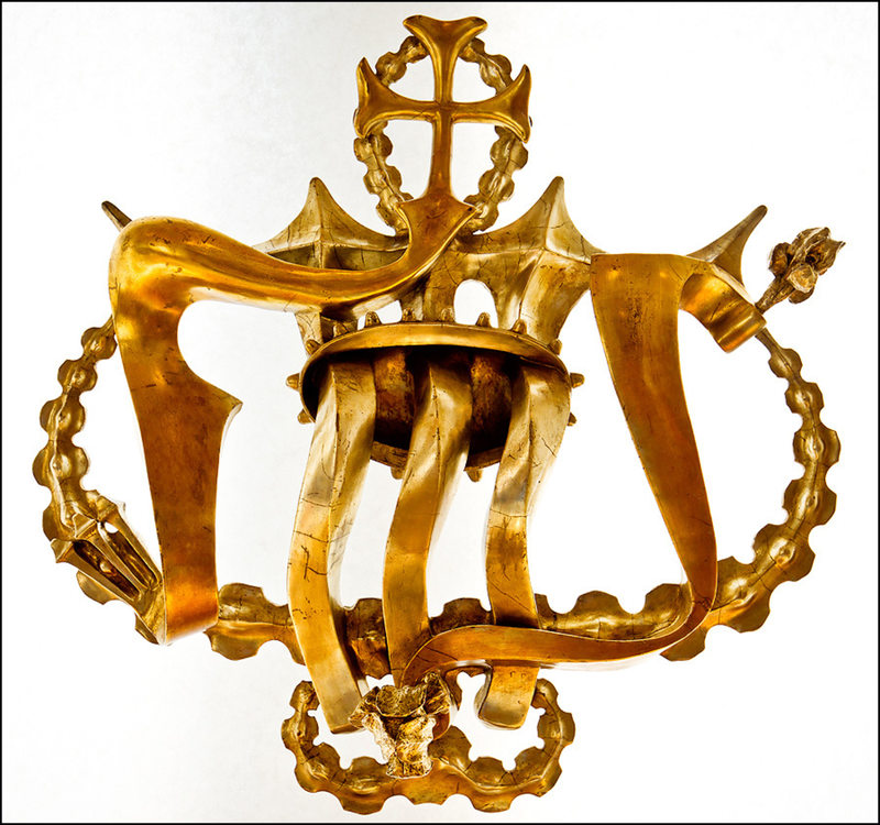 Gold crown in display case at La Sagrada Familia - Barcelona Spain