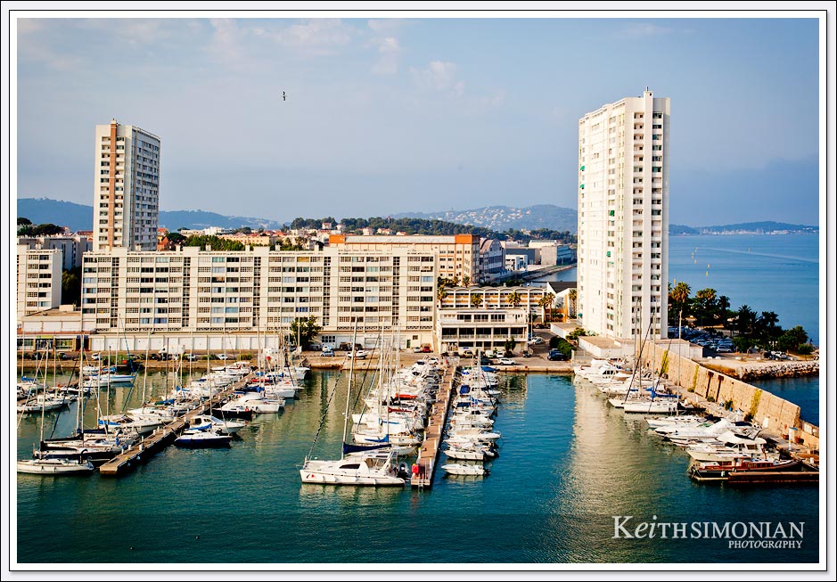 Oceanfront properties in the port of Toulon, France.