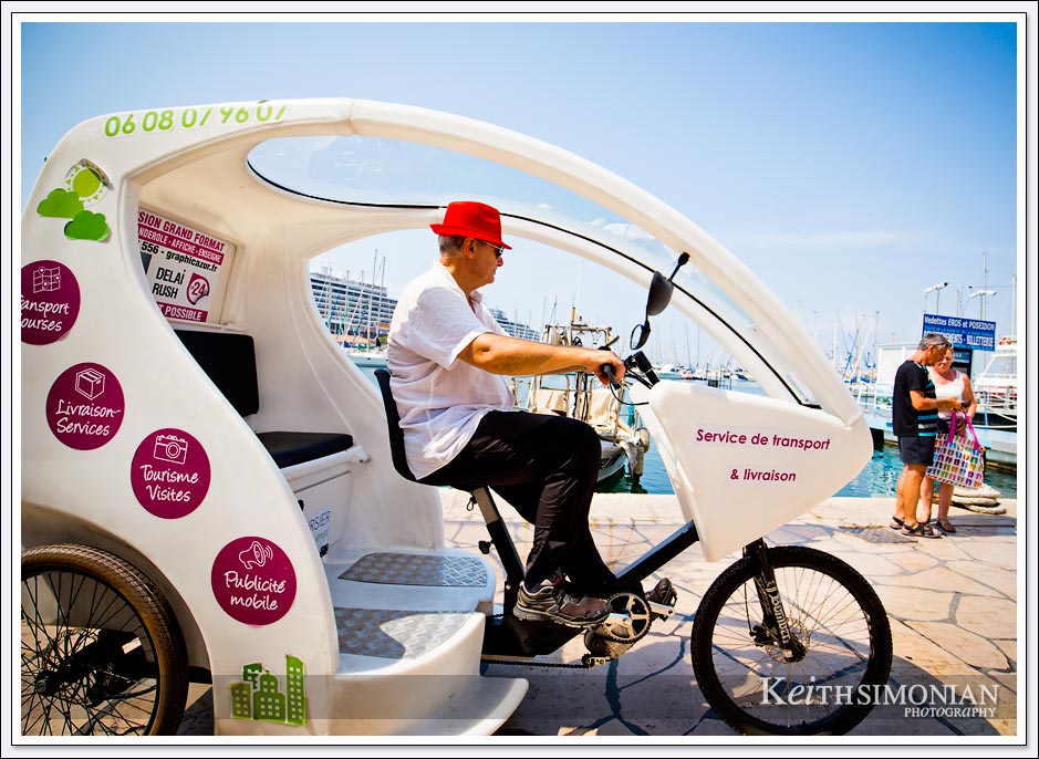 Cycle taxi waiting for a customer in Toulon, France.