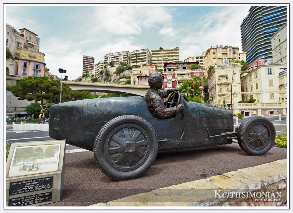 William Grover Williams statue located at the first turn of the Monaco Grand Prix. 
