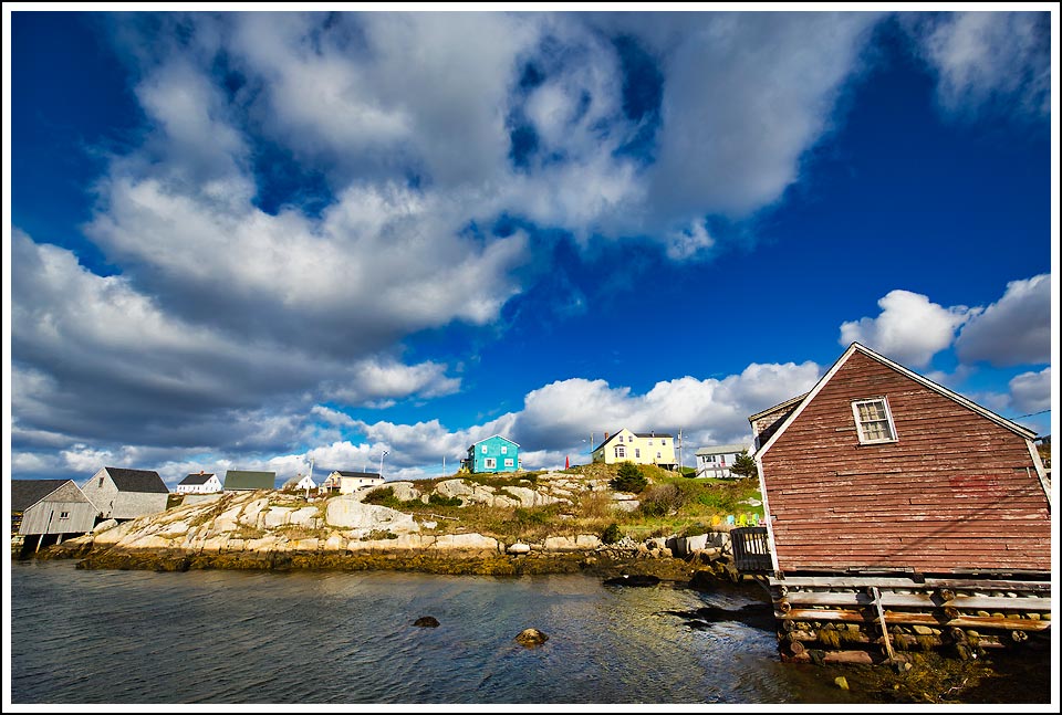 Cold and colorful day at Peggy's Cove in Canada - After Photo.
