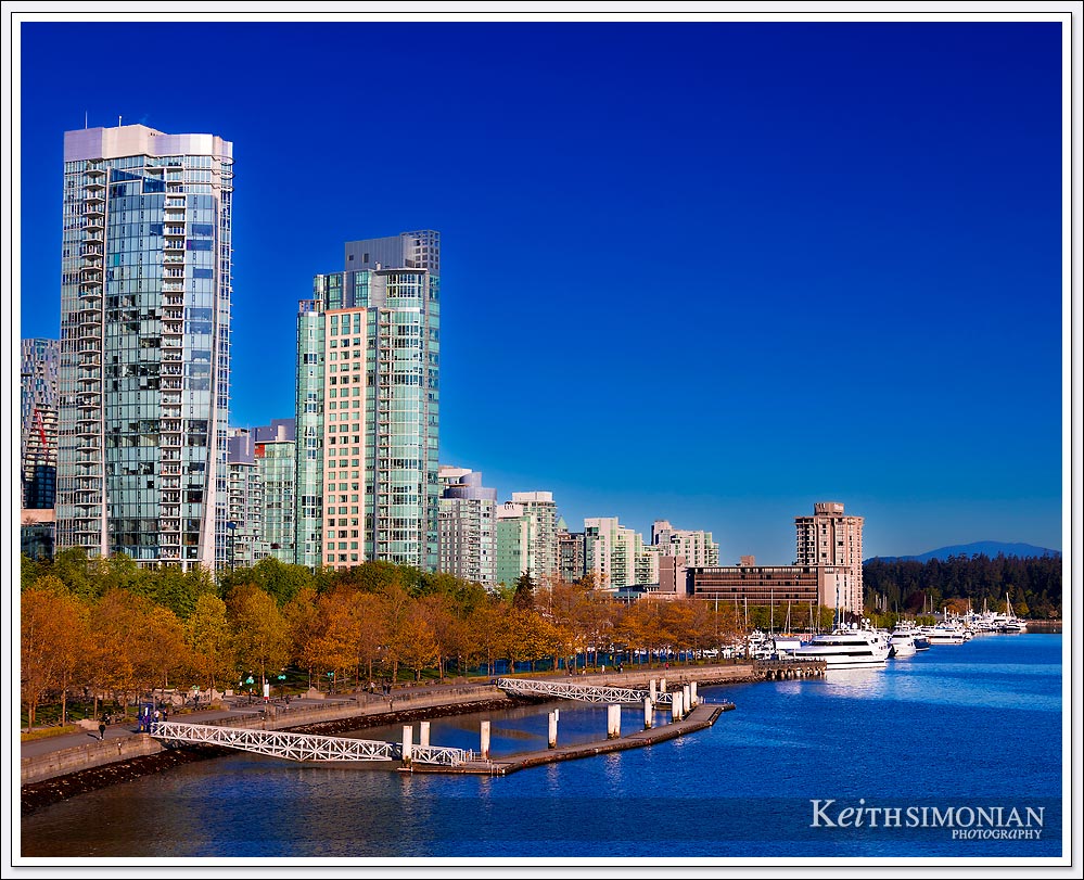 The Coal Harbour Public Dock and Seawall Water Walk in Vancouver, British Columbia, Canada.