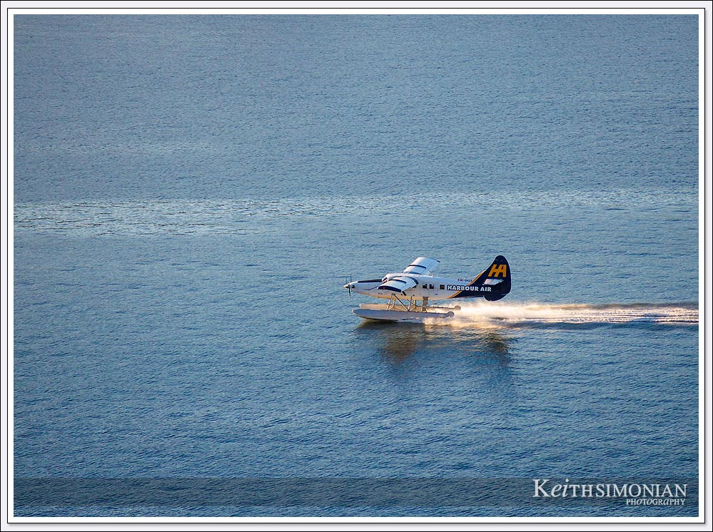 Harbour Air seaplane taking off from Vancouver British Columbia, Canada