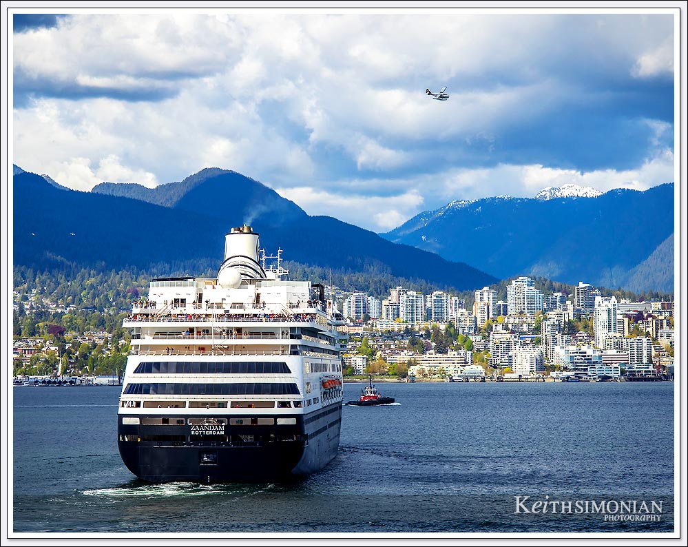 Holland America cruise ship MS Zaandam leaves Vancouver on it's way to Alaska.