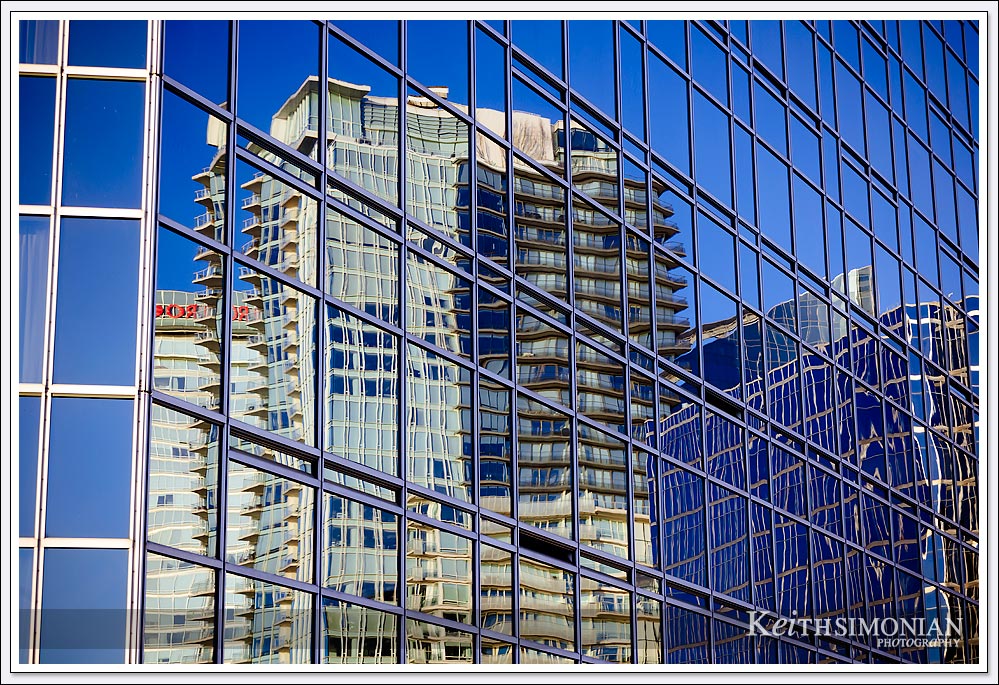 High-rise buildings reflected in other high-rise buildings Vancouver British Columbia, Canada